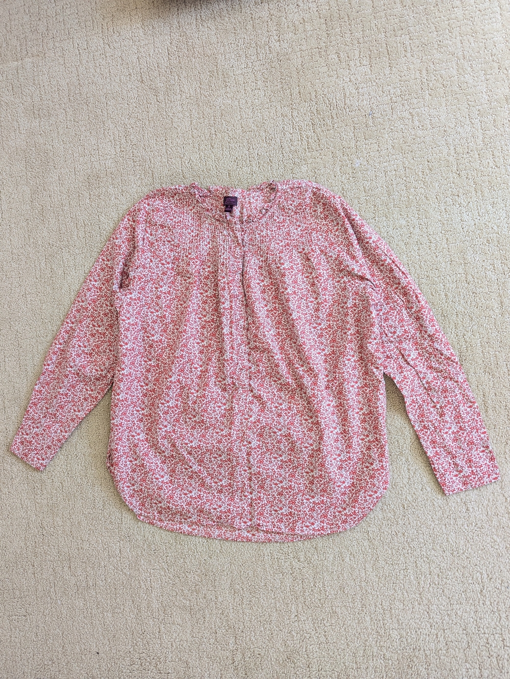 J.Crew Shirt Womens 8 Pink Liberty Fabric Floral Long Sleeve Popover Ruffle Neck